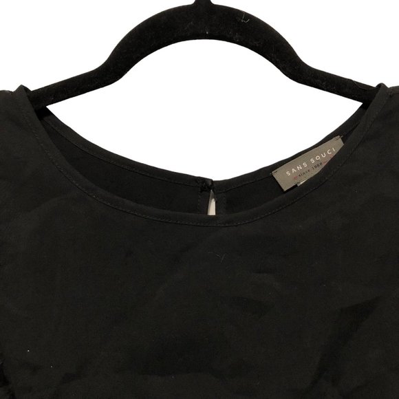 NEW Sans Souci Solid Black Round Neck Back Slits Sleeveless Top M - Picture 4 of 8